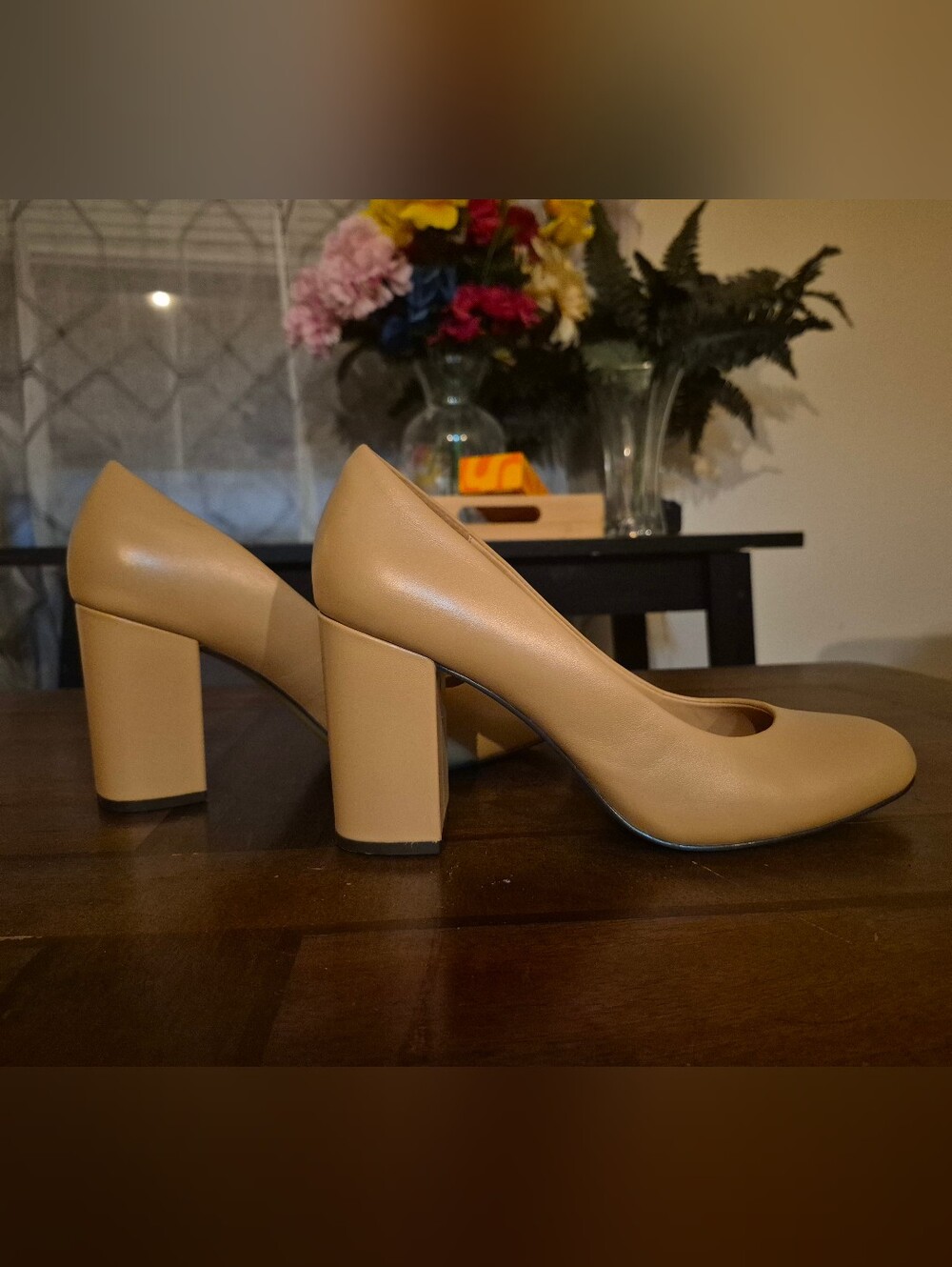 Bella Vita Camel/Tan Chunky Block Heel Pumps